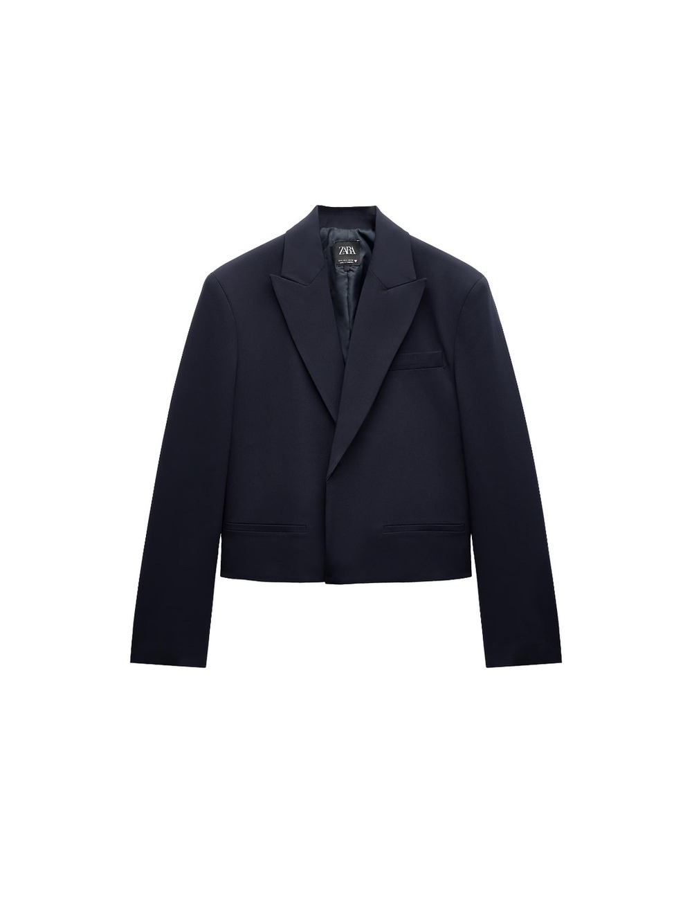 Dark Navy Blue Cropped Oversized Blazer from Zara Size XS